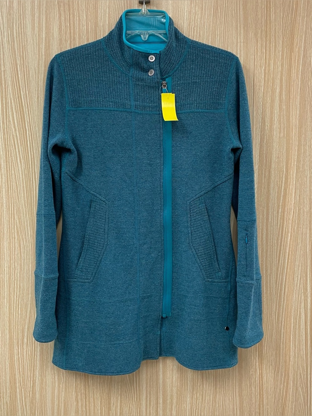 Title Nine Teal Blue Offset Sweater Jacket Size Small